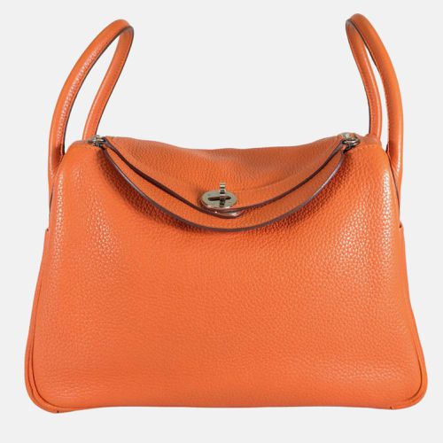 Hermes Orange Clemence Leather Lindy 30 Shoulder Bag - Hermes - Modalova