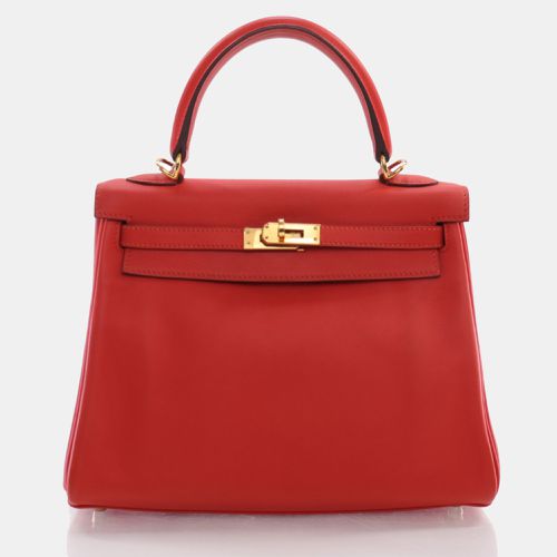 Hermes Rouge Pivoine Swift Kelly 25 Handbag - Hermes - Modalova