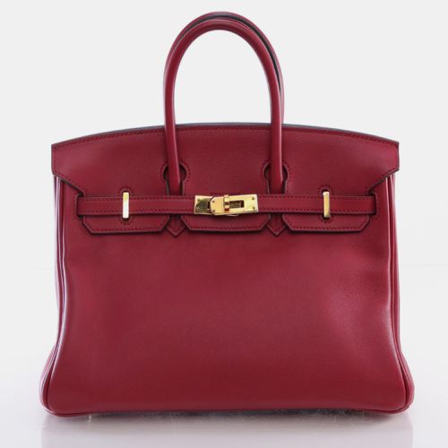 Hermes Rouge Grenat Swift Birkin 25 Handbag - Hermes - Modalova