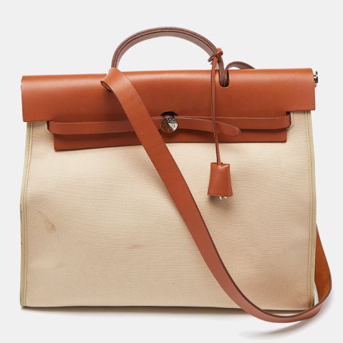 Hermès Beige/Fauve Toile Canvas and Vache Hunter Leather Herbag Zip 39 Bag - Hermes - Modalova