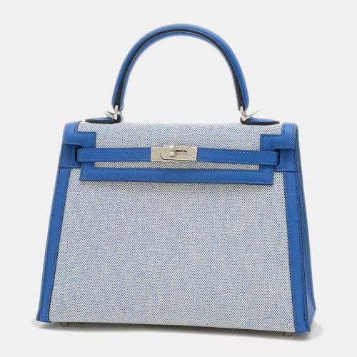 Hermes Blue France Ecru Toile Swift Kelly 25 Handbag - Hermes - Modalova