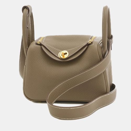 Hermes Etoupe Taurillon Clemence Lindy handbag - Hermes - Modalova