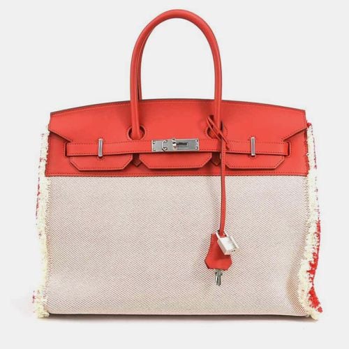 HERMES Handbag Birkin Frei Frey 35 Vaux Swift/Twill Ash Rouge Coup Silver Ladies - Hermes - Modalova