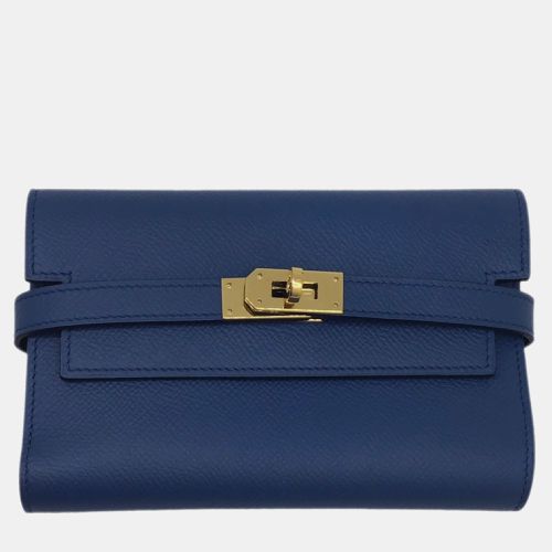 Hermes Kelly Wallet Medium Epson Blue Agat A Engraved 2017 G Hardware Gold Compact Accessory Women's Men's Unisex - Hermes - Modalova