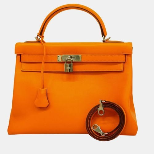 Hermes handbag Kelly 32 Voga River orange silver hardware ladies - Hermes - Modalova