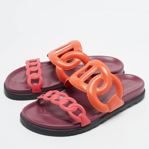 Extra Size 37 Two Tone Leather Flat Slide - Hermes - Modalova