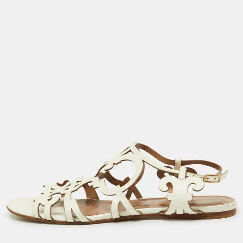 Hermes White Leather Karlotta Cut Out Flat Sandals Size 39 - Hermes - Modalova