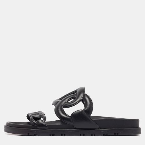 Hermes Black Leather Extra Slides Size 37 - Hermes - Modalova