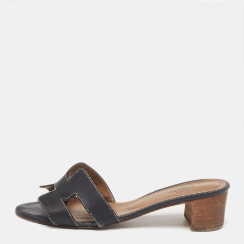 Hermes Black Leather Oasis Slide Sandals Size 38 - Hermes - Modalova