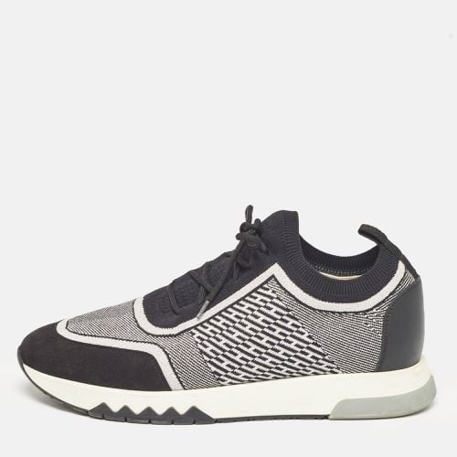 Hermes Black/Silver Knit Fabric Addict Sneakers Size 40 - Hermes - Modalova