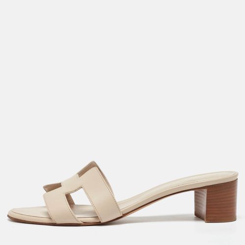 Hermes Cream Leather Oasis Slide Sandals Size 41.5 - Hermes - Modalova