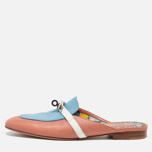 Hermes Pink/Blue Leather Oz Flat Mules Size 38 - Hermes - Modalova