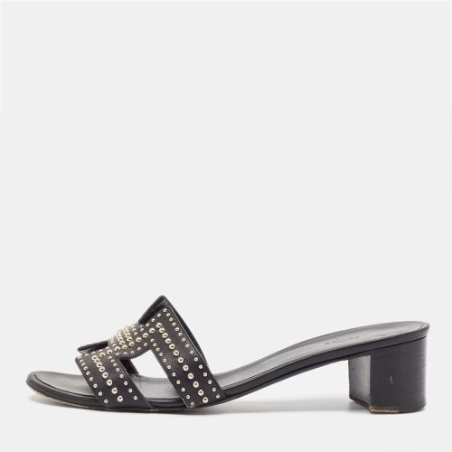 Hermes Black Leather Studded Oasis Slide Sandals Size 40 - Hermes - Modalova