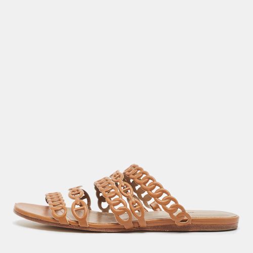 Hermes Tan Leather Chaine D'ancre Flat Slides Size 36.5 - Hermes - Modalova