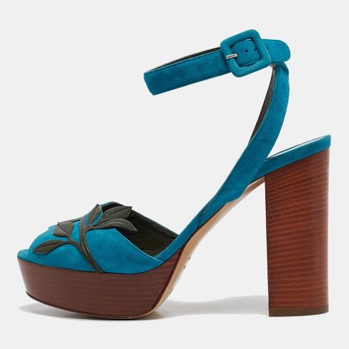 Hermes Blue Suede Ankle Strap Sandals Size 40 - Hermes - Modalova