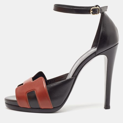 Hermes Black/Brown Leather Initiale Sandals Size 40 - Hermes - Modalova