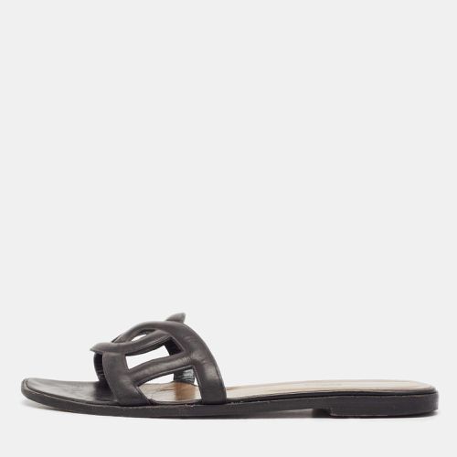 Hermes Black Leather Aloha Flat Sandals Size 41 - Hermes - Modalova