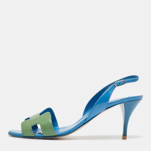 Hermes Blue/Green Leather Night Slingback Sandals Size 41 - Hermes - Modalova