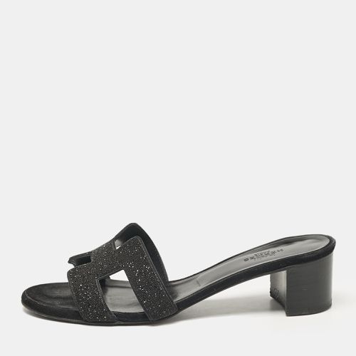 Hermes Black Glitter and Suede Oasis Slide Sandals Size 36.5 - Hermes - Modalova