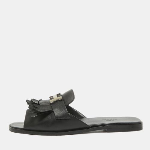 Hermes Black Leather Auteuil Flat Slide Sandals Size 40 - Hermes - Modalova