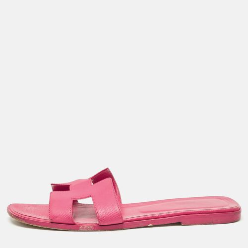 Hermes Pink Leather Oran Flat Sandals Size 40 - Hermes - Modalova