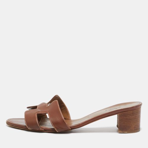 Hermes Brown Leather Oasis Block Heel Slide Sandals Size 41 - Hermes - Modalova