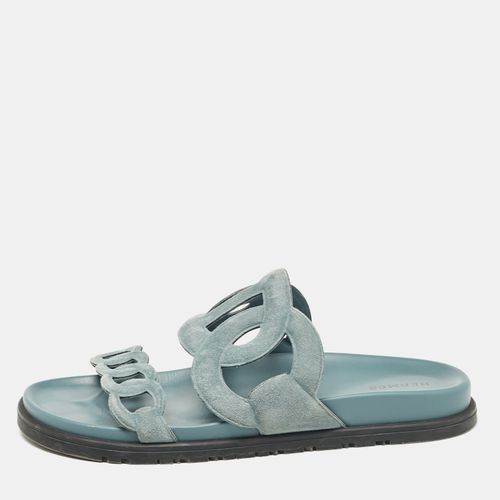 Hermes Grey Suede Extra Slides Size 39.5 - Hermes - Modalova