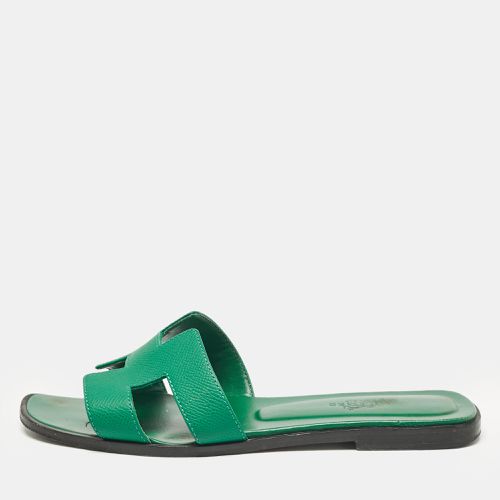 Hermes Green Leather Oran Slide Sandals Size 37 - Hermes - Modalova