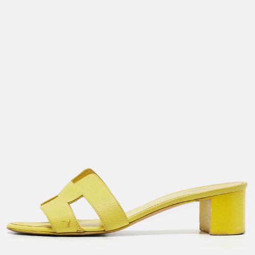 Hermes Yellow Leather Oasis Slide Sandals Size 38 - Hermes - Modalova