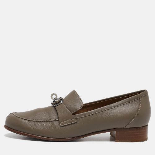 Hermes Grey Leather Kelly Loafers Size 37 - Hermes - Modalova