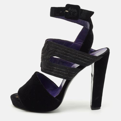 Hermes Black Velvet Platform Ankle Strap Sandals Size 40 - Hermes - Modalova