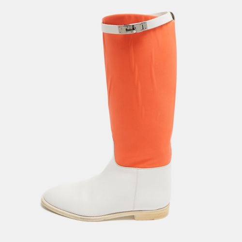 Neon /White Neoprene and Leather Jumping Boots Size 39 - Hermes - Modalova