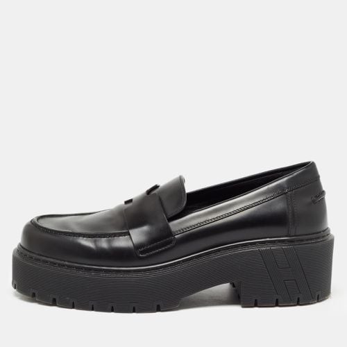 Hermes Black Leather Hitch H Logo Loafers Size 37 - Hermes - Modalova