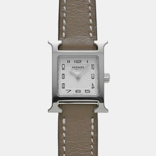 Hermes White Stainless Steel Heure H HH1.110 Quartz Women's Wristwatch 17 mm - Hermes - Modalova