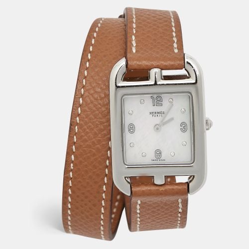 Hermes Mother Of Pearl Diamond Leather Cape Cod CC1.210c Women's Wristwatch 23 mm - Hermes - Modalova