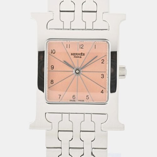 Hermes Pink Stainless Steel Heure H HH1.210 Quartz Women's Wristwatch 21 mm - Hermes - Modalova