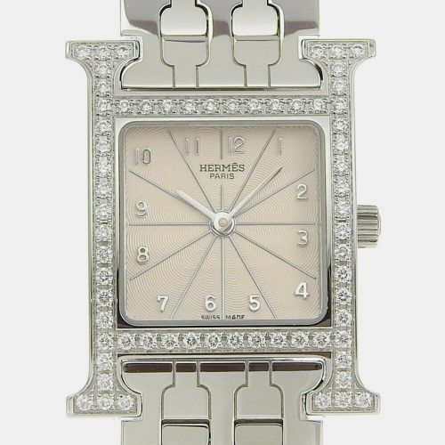 Hermes White Stainless Steel Heure H Quartz Women's Wristwatch 21 mm - Hermes - Modalova