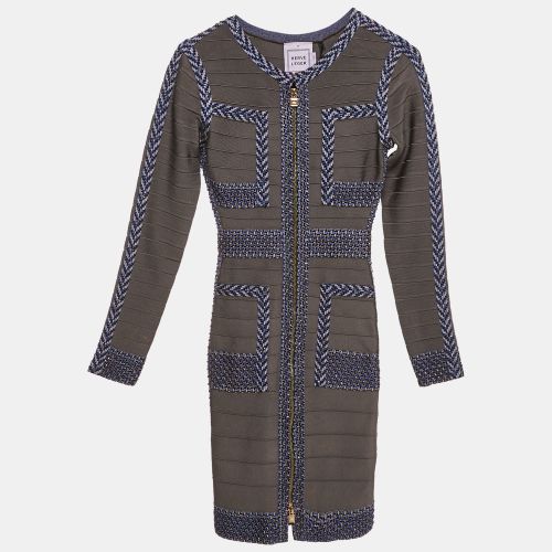 Herve Leger Grey/Blue Beaded Knit Bandage Keslyn Dress XS - Herve Leger - Modalova
