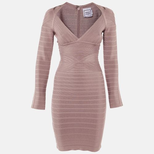 Herve Leger Dusty Pink Knit Florencia Bandage Mini Dress S - Herve Leger - Modalova