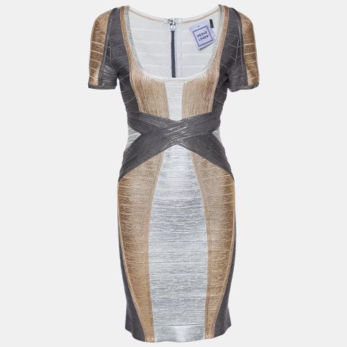 Herve Leger Metallic Foil Print Knit Carolyn Bandage Dress M - Herve Leger - Modalova