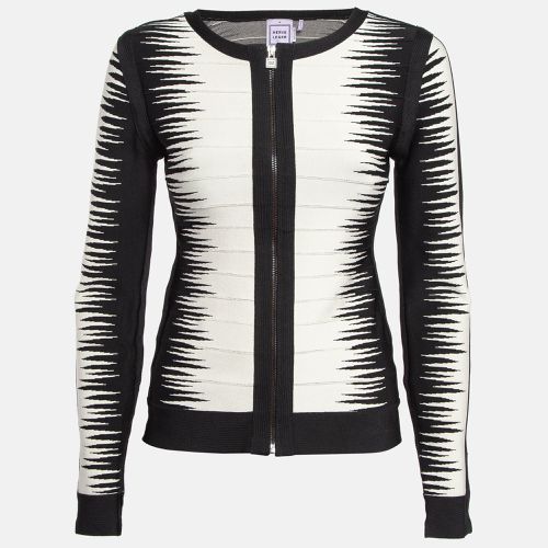 Herve Leger Black/White Patterned Knit Zip-Up Britt Jacket M - Herve Leger - Modalova