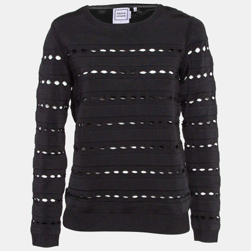 Herve Leger Black Perforated Knit Sweatshirt S - Herve Leger - Modalova