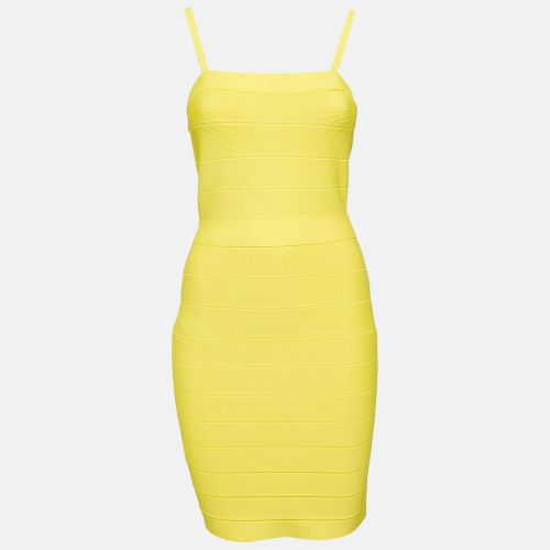 Herve Leger Yellow Stretch Knit Bandage Mini Dress M - Herve Leger - Modalova