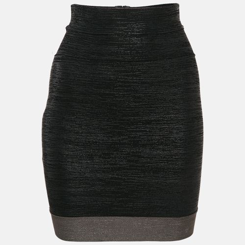 Herve Leger Black Coated Bandage Knit Mini Skirt XS - Herve Leger - Modalova