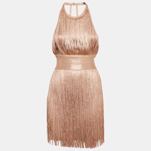 Herve Leger Gold Lurex Jersey Fringed Mini Dress XS - Herve Leger - Modalova