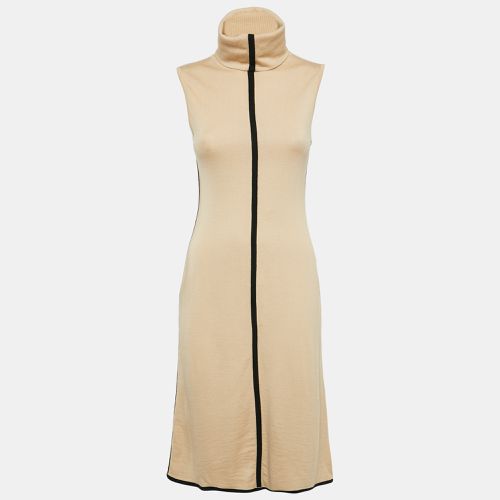 Herve Leger Vintage Beige Wool Knit Turtle Neck Sleeveless Midi Dress L - Herve Leger - Modalova