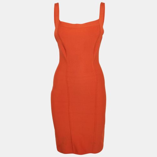 Herve Leger Orange Jersey Sleeveless Dress M - Herve Leger - Modalova
