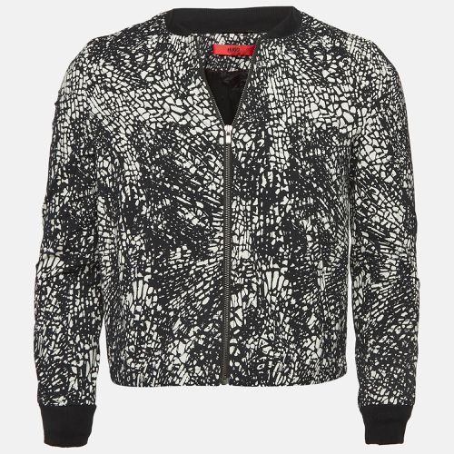 Boss By Hugo Boss Black/White Printed Cotton Blend Crinkled Bomber Jacket S - Hugo Boss - Modalova