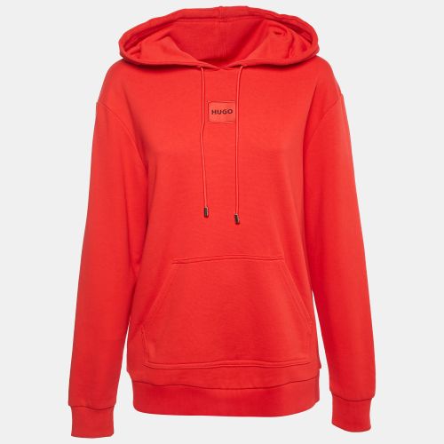 Hugo Boss Red Logo Applique Cotton Knit Hooded Sweatshirt S - Hugo Boss - Modalova