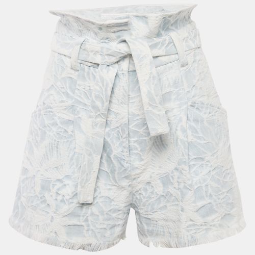 IRO Blue Jacquard Denim Raw Edge Belted Shorts S - IRO - Modalova